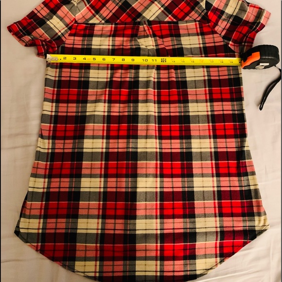 Junior’s G Collection Tartan plaid short sleeve button down top in size xl. - Picture 9 of 9